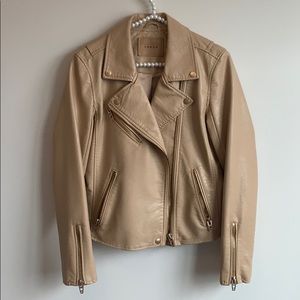 Blank NYC Tan Faux Leather Moto Jacket Size Small